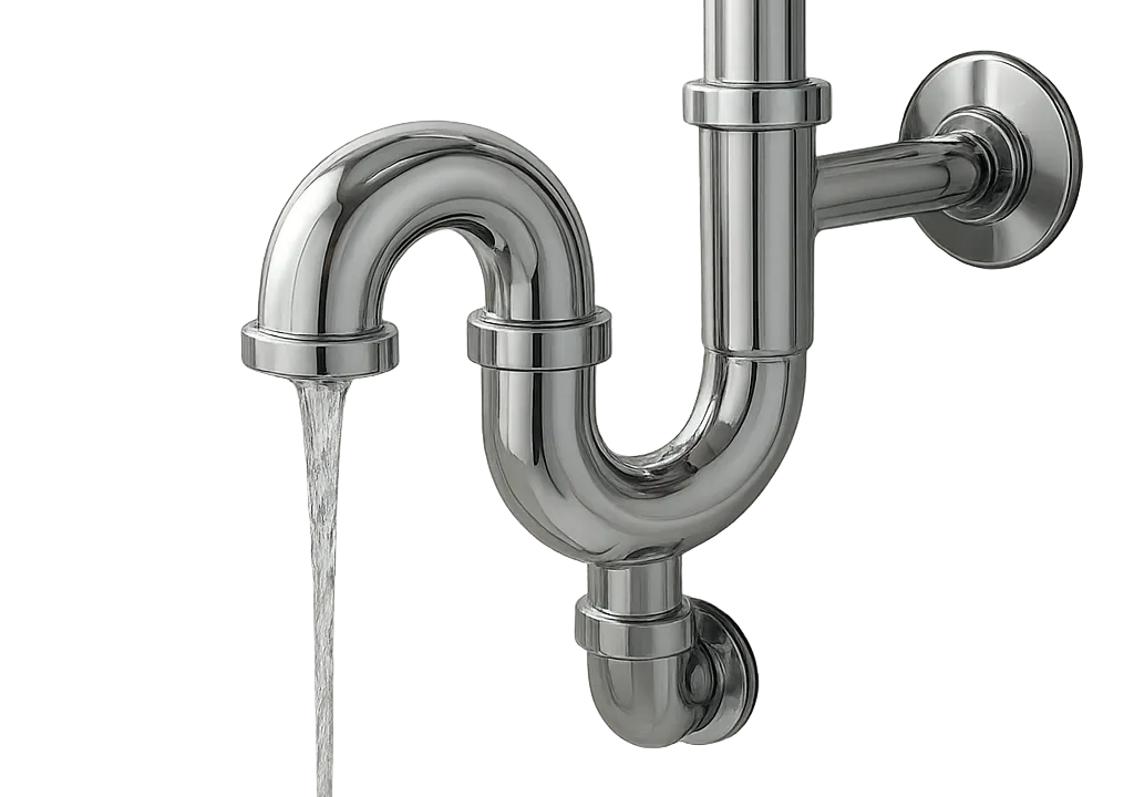 Illustration d’un siphon de baignoire moderne, pensé pour limiter les bouchons et les remontées d’odeurs. L’image met en avant un équipement propre, durable et facile à entretenir.