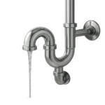 Illustration d’un siphon de baignoire moderne, pensé pour limiter les bouchons et les remontées d’odeurs. L’image met en avant un équipement propre, durable et facile à entretenir.