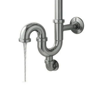 Illustration d’un siphon de baignoire moderne, pensé pour limiter les bouchons et les remontées d’odeurs. L’image met en avant un équipement propre, durable et facile à entretenir.